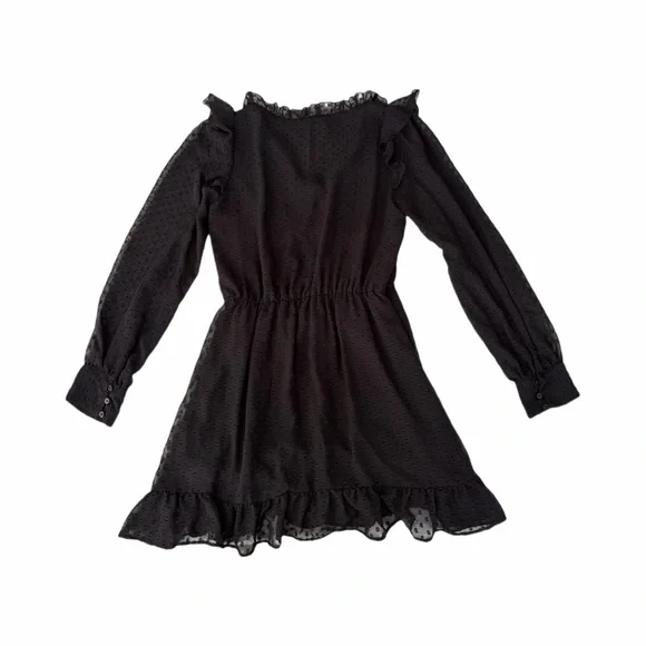 Zara Black Long Sleeve Dress size M Lace short dress cocktail dress - Picture 6 of 7